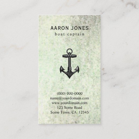 ヴィンテージブラック鋳鉄製いかり航海のボート 名刺 (裏面)