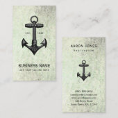 ヴィンテージブラック鋳鉄製いかり航海のボート 名刺 (正面/裏面)