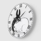 ヴィンテージブラック&ウィーラビットバニー ラージ壁時計 (傾斜)