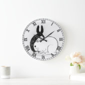 ヴィンテージブラック&ウィーラビットバニー ラージ壁時計 (ホーム)