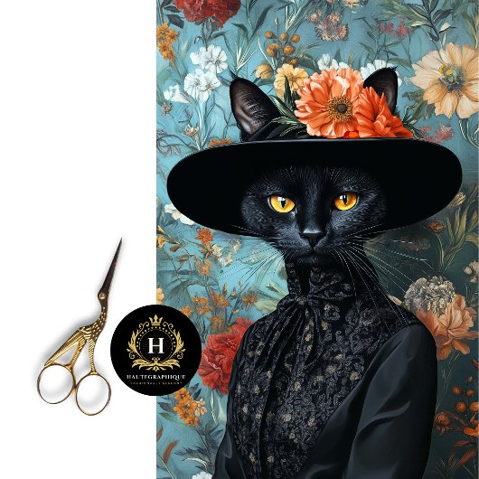 ヴィンテージブラック・キャット・イン・ブラック・ドレスデコpage 薄葉紙