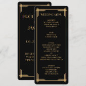 ヴィンテージブラック・ギャツビーアールデコ結婚ズ・メニュー メニュー (正面/裏面)