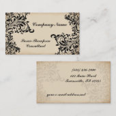 ヴィンテージブラック&クリームグラフィックイラストレーション 名刺 (正面/裏面)