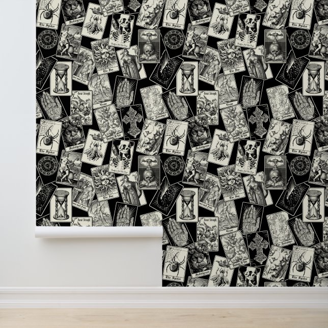 ヴィンテージブラック&クリームゴシック版木、銅版、版画タロット 壁紙 (アプリケーション)