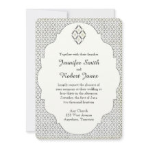 ヴィンテージブラック&クリームダイヤモンド結婚式招待状