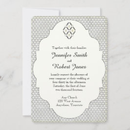 ヴィンテージブラック&クリームダイヤモンド結婚式招待状 招待状