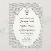 ヴィンテージブラック&クリームダイヤモンド結婚式招待状 招待状 (正面/裏面)