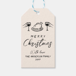 ヴィンテージブラック&クリームハンドドロードメリークリスマス ギフトタグ