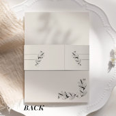 ヴィンテージブラック&クリームボタニカルエレガントな結婚式 招待状ベリーバンド