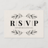 ヴィンテージブラック&クリームレトロ結婚のQRコードRSVP エンクロージャーカード (正面)