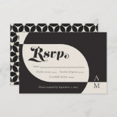 ヴィンテージブラック&クリーム 出欠カード (正面/裏面)