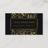 ヴィンテージブラック&ゴールドフォイルリーフエフェクト 名刺 (正面)