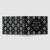 ヴィンテージブラック&シルバーアールデコ結婚ズモノグラム ゲストブック (全面)