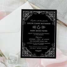 ヴィンテージブラック&シルバーアールデコ結婚ズ