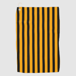 ヴィンテージブラック&タンジェリンクラシックストライプの ゴルフタオル