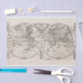 ヴィンテージブラック&タン概要世界地図Tissue Pap 薄葉紙 (クラフト)