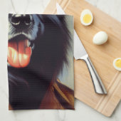 ヴィンテージブラック・ドイツ絵画羊飼い キッチンタオル (四つ折り)