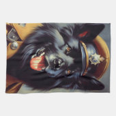 ヴィンテージブラック・ドイツ絵画羊飼い キッチンタオル (横)