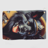 ヴィンテージブラック・ドイツ絵画羊飼い ゴルフタオル (横)