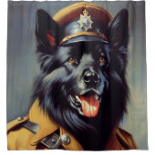 ヴィンテージブラック・ドイツ絵画羊飼い シャワーカーテン