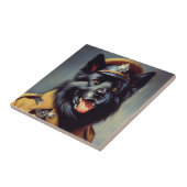 ヴィンテージブラック・ドイツ絵画羊飼い タイル (側面)