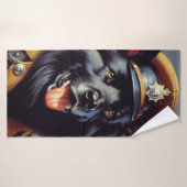 ヴィンテージブラック・ドイツ絵画羊飼い バスタオル (バスタオル)