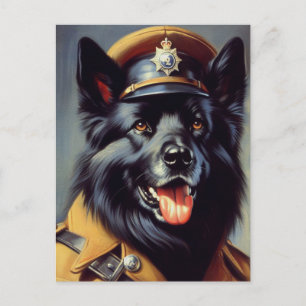 ヴィンテージブラック・ドイツ絵画羊飼い ポストカード