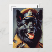 ヴィンテージブラック・ドイツ絵画羊飼い ポストカード (正面/裏面)