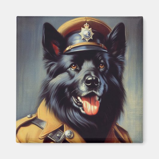 ヴィンテージブラック・ドイツ絵画羊飼い マグネット (正面)