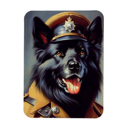 ヴィンテージブラック・ドイツ絵画羊飼い マグネット (縦)