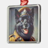 ヴィンテージブラック・ドイツ絵画羊飼い メタルオーナメント (左)