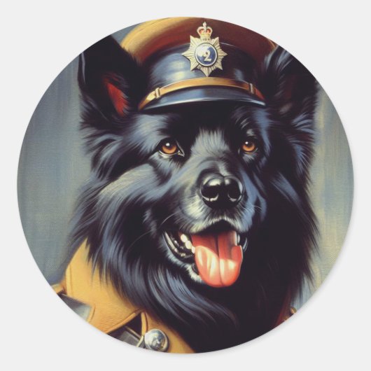 ヴィンテージブラック・ドイツ絵画羊飼い ラウンドシール (正面)