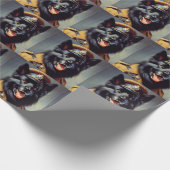 ヴィンテージブラック・ドイツ絵画羊飼い ラッピングペーパー (角)