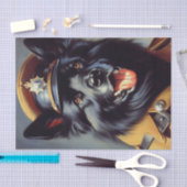 ヴィンテージブラック・ドイツ絵画羊飼い 薄葉紙 (クラフト)