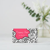 ヴィンテージブラック、ピンクと白のバラの名刺 名刺 (スタンド正面)