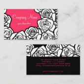 ヴィンテージブラック、ピンクと白のバラの名刺 名刺 (正面/裏面)