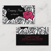 ヴィンテージブラック、ピンクと白のバラの名刺 名刺 (正面/裏面)