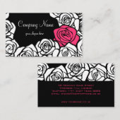 ヴィンテージブラック、ピンクと白のバラの名刺 名刺 (正面/裏面)