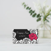 ヴィンテージブラック、ピンクと白のバラの名刺 名刺 (スタンド正面)