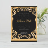 ヴィンテージブラック&フォールド精巧なアールデコ結婚ズ 招待状 (スタンド正面)