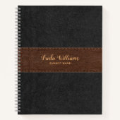 ヴィンテージブラック&ブラウンフェイクレザー ノートブック (正面)