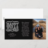 ヴィンテージブラック&ホワイトのクリスマスフォトカード シーズンカード (正面/裏面)