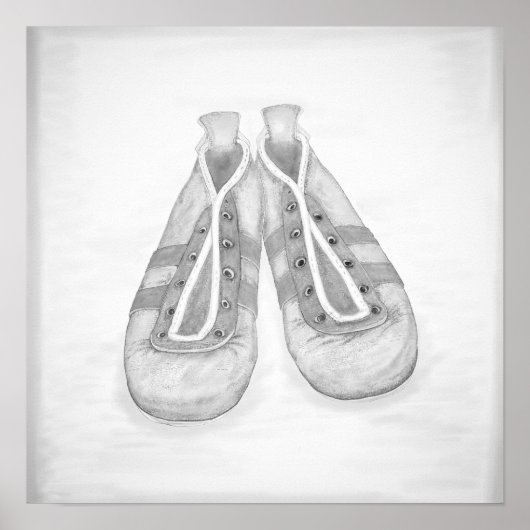 ヴィンテージブラック&ホワイトのサッカーシューズ ポスター (正面)