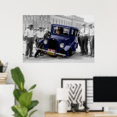 ヴィンテージブラック&ホワイトアンティーク自動車事故 ポスター (ホームオフィス)