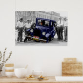 ヴィンテージブラック&ホワイトアンティーク自動車事故 ポスター (キッチン)