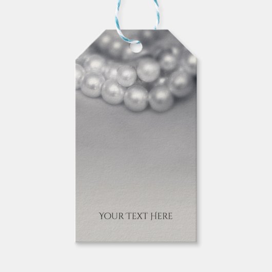 ヴィンテージブラック&ホワイトエレガントパールシック結婚ズ ギフトタグ (正面)