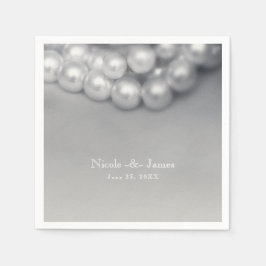 ヴィンテージブラック&ホワイトエレガントパールシック結婚ズ スタンダードカクテルナプキン