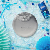 ヴィンテージブラック&ホワイトエレガントパールシック結婚ズ ペーパープレート (パーティー)