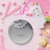 ヴィンテージブラック&ホワイトエレガントパールシック結婚ズ ペーパープレート (パーティー)