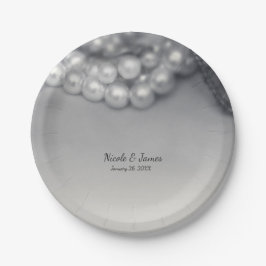 ヴィンテージブラック&ホワイトエレガントパールシック結婚ズ ペーパープレート